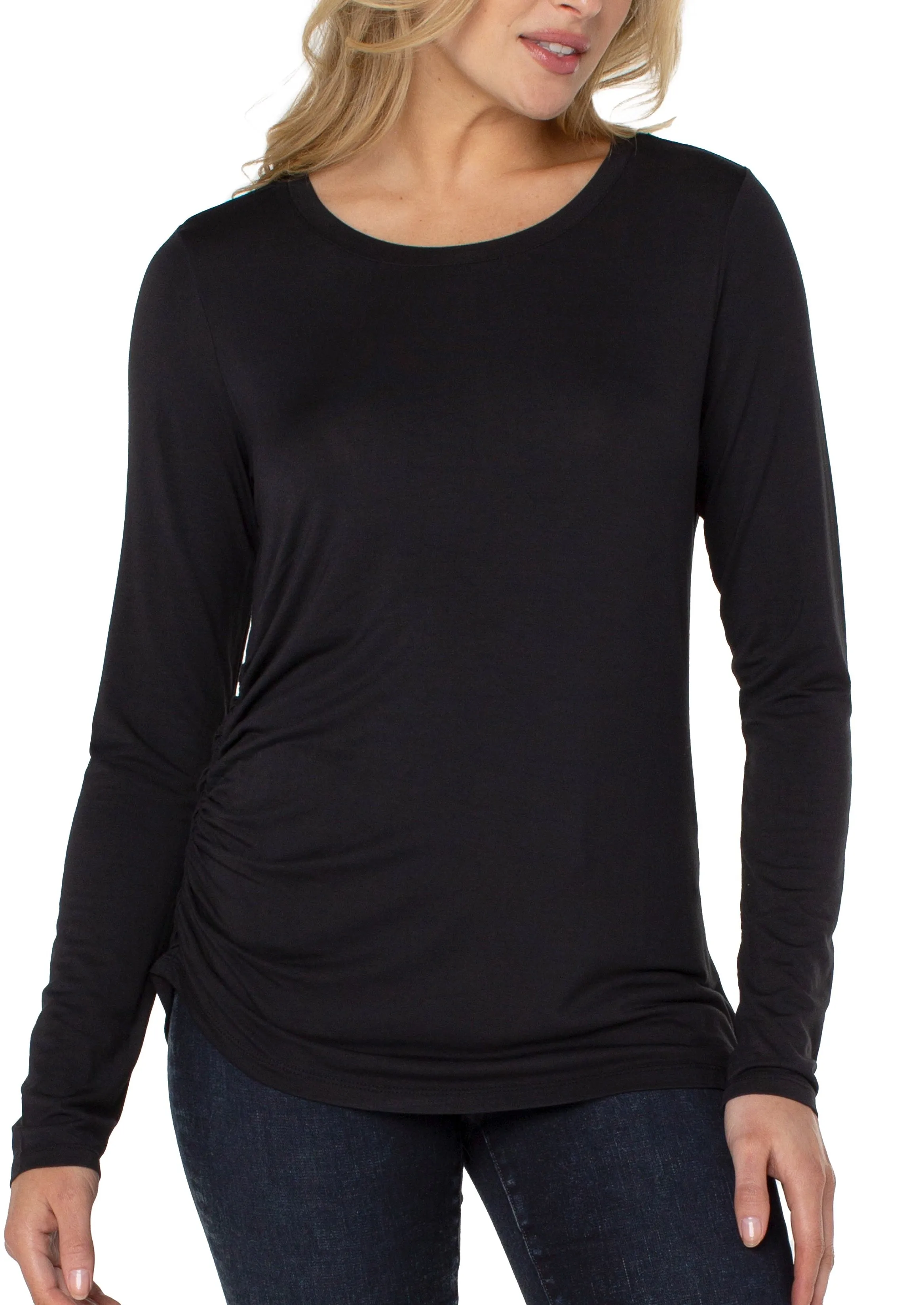 Long Sleeve Modal Top W/ Shirring