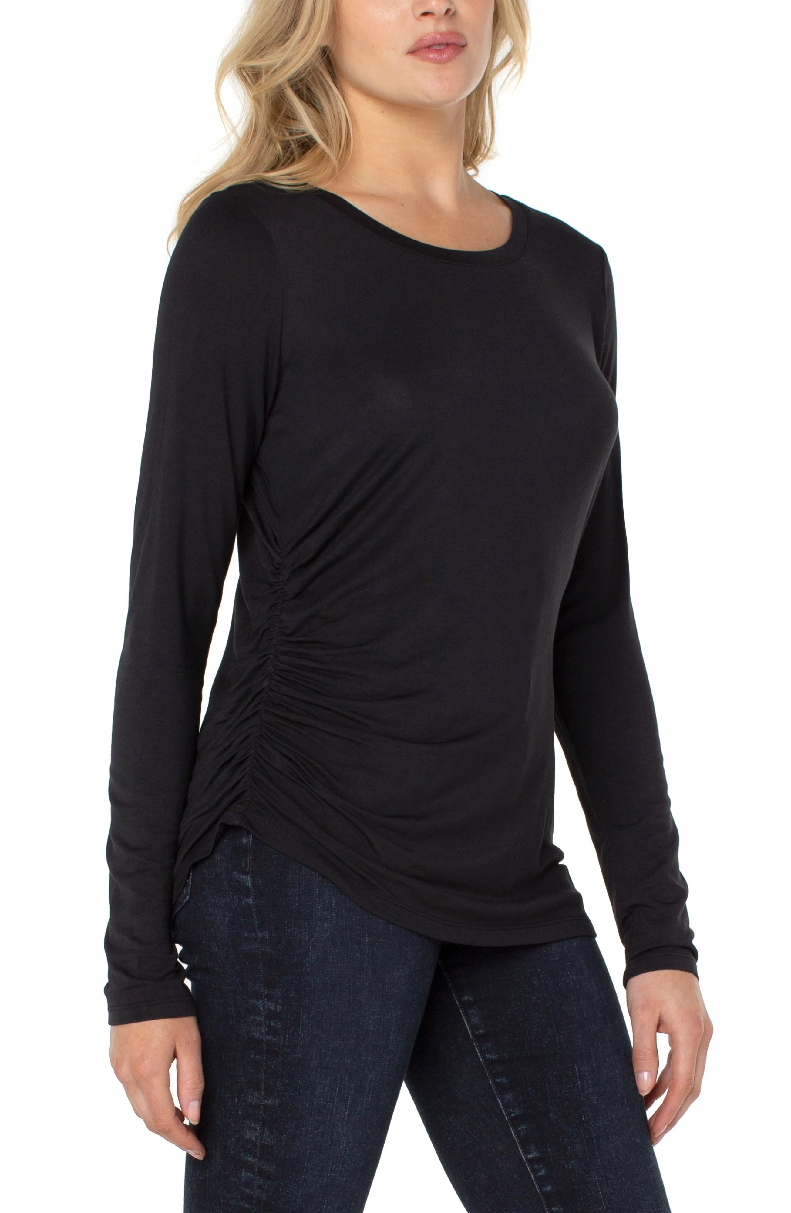 Long Sleeve Modal Top W/ Shirring