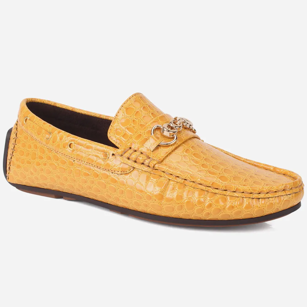 Men "HOLA" Textured Slip Ons Moccasin