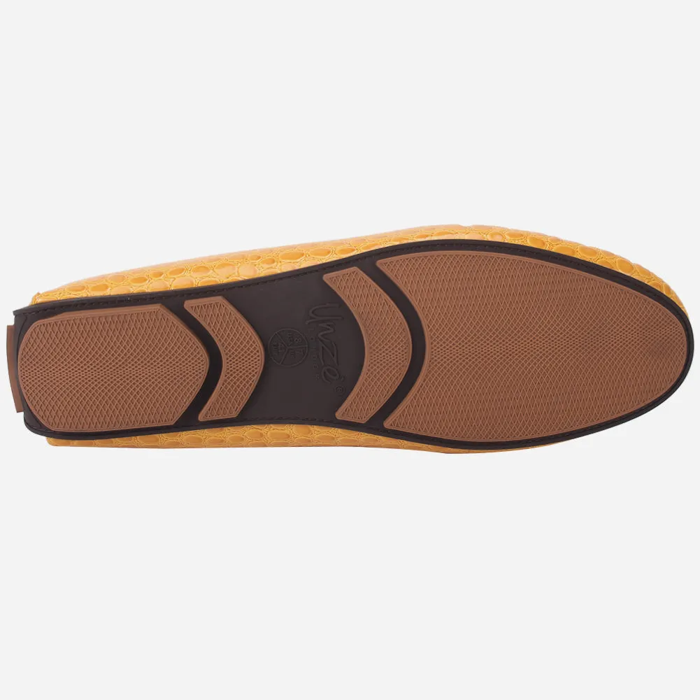 Men "HOLA" Textured Slip Ons Moccasin