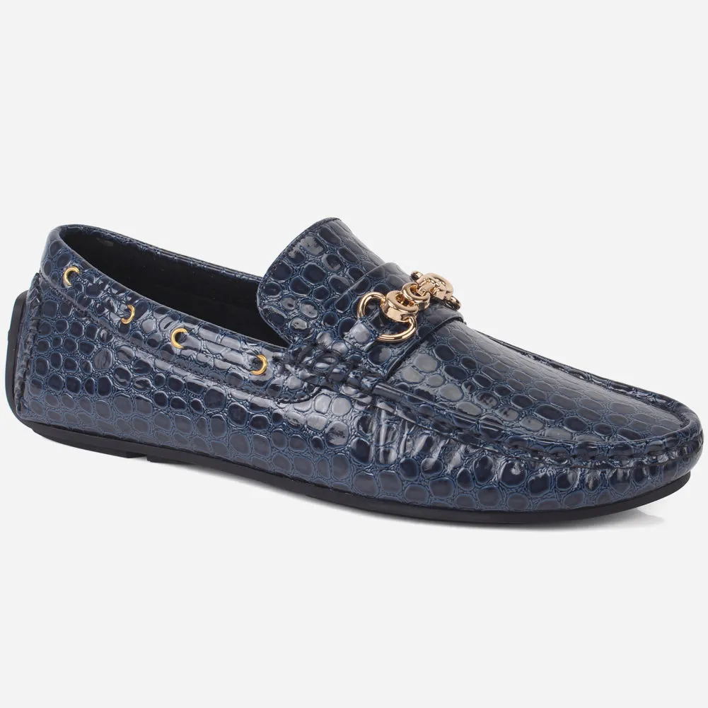 Men "HOLA" Textured Slip Ons Moccasin