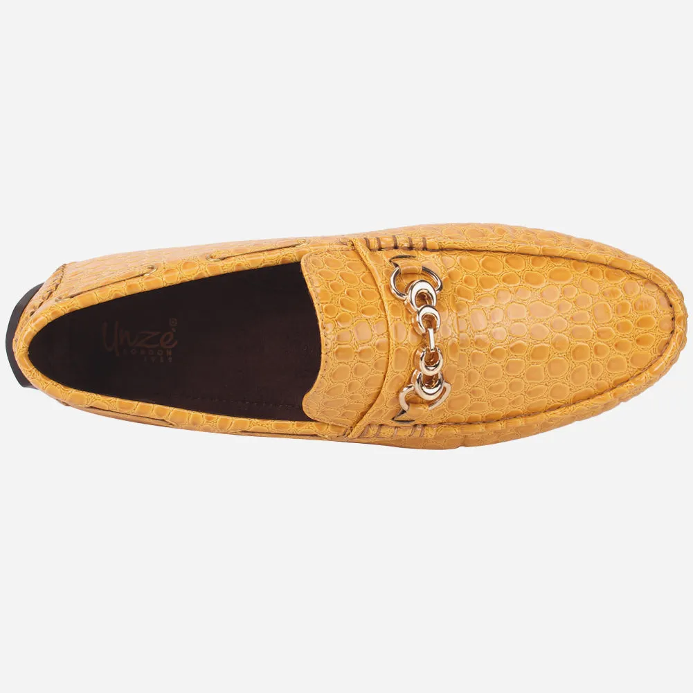 Men "HOLA" Textured Slip Ons Moccasin
