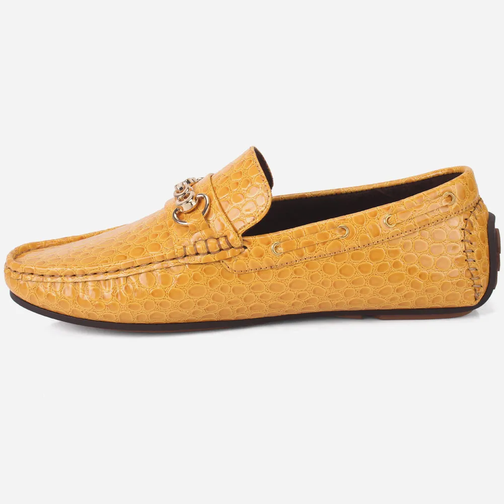 Men "HOLA" Textured Slip Ons Moccasin