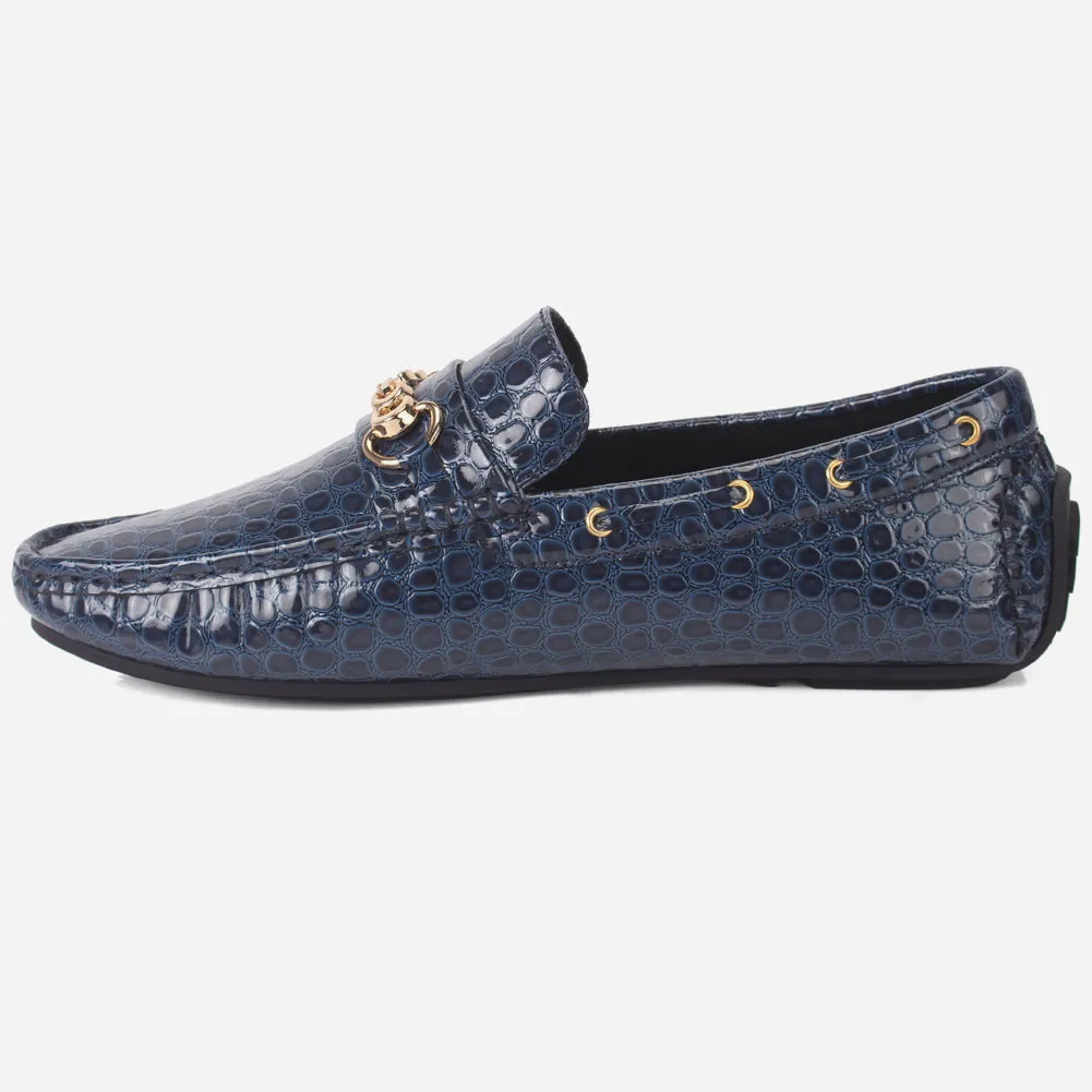 Men "HOLA" Textured Slip Ons Moccasin