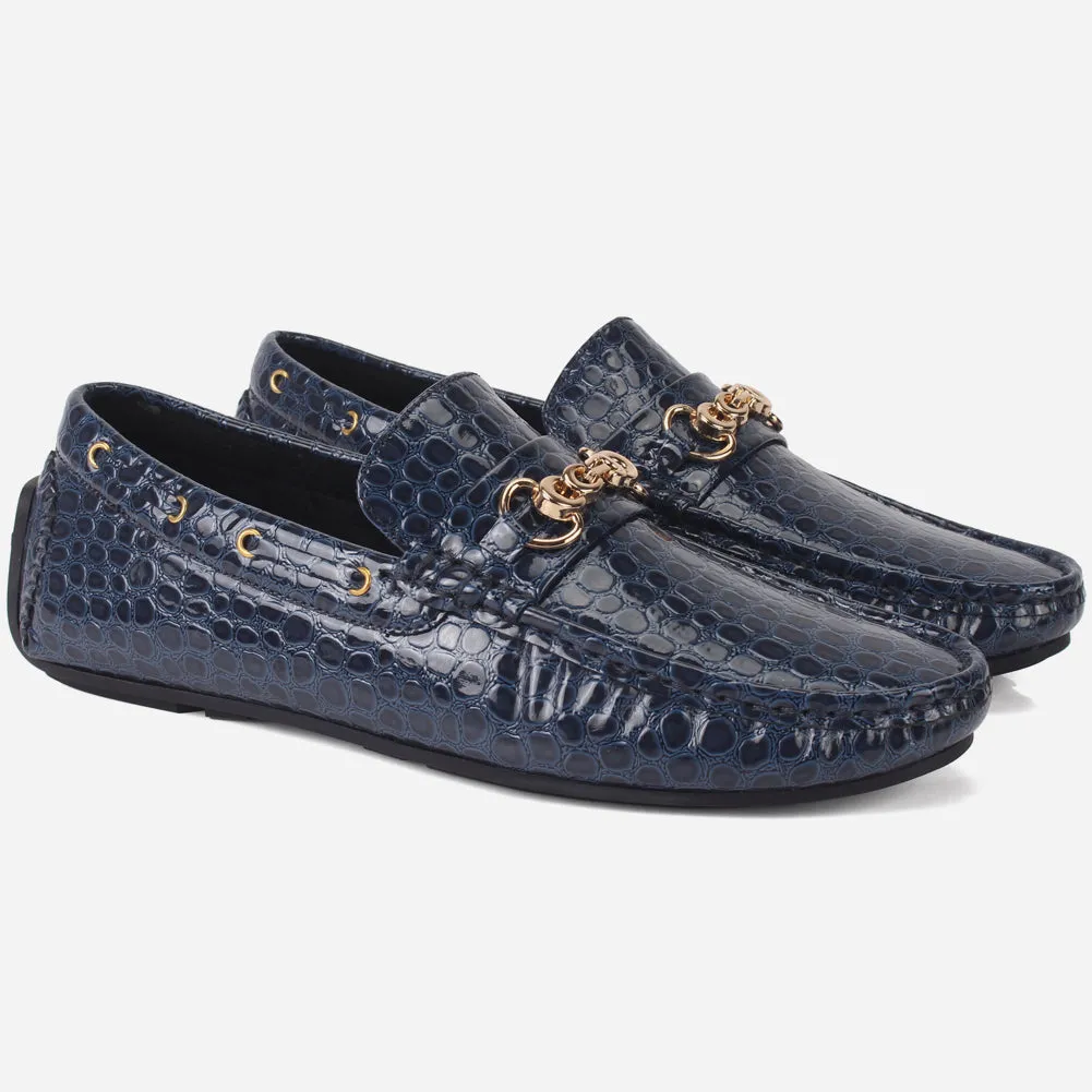 Men "HOLA" Textured Slip Ons Moccasin