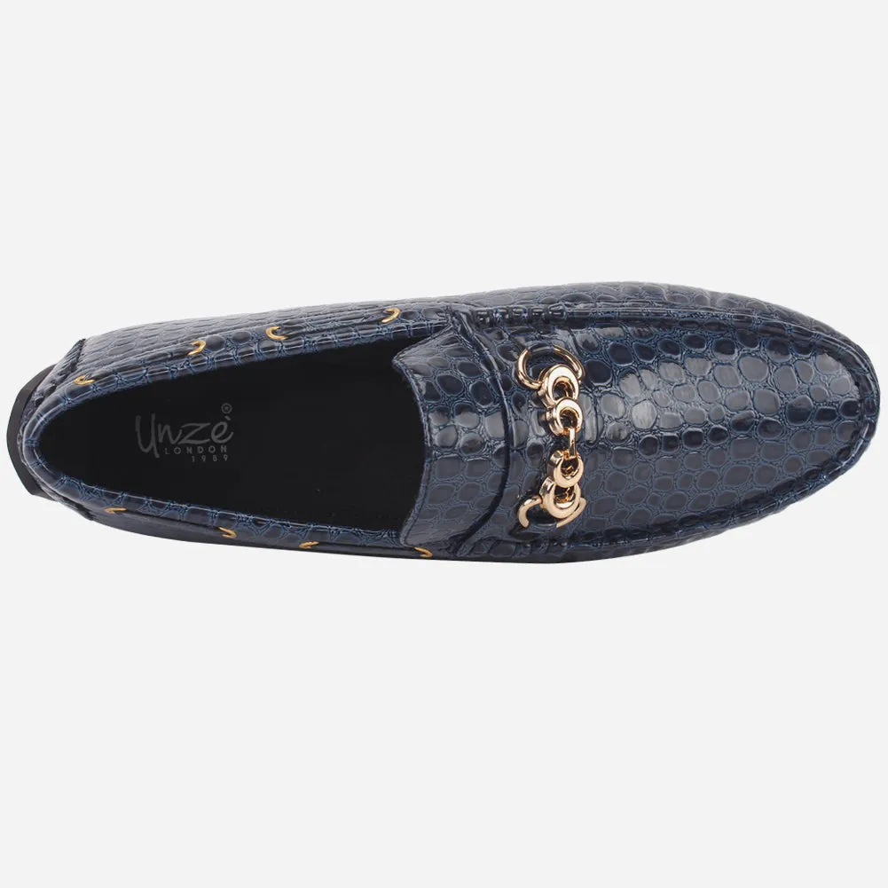 Men "HOLA" Textured Slip Ons Moccasin