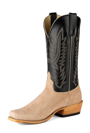 Men's Horse Power Tan Vintage Smooth Ostrich Rough Out with 13" Pull Up Black Tops - HP-9521