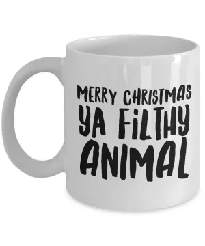 Merry Christmas Ya Filthy Animal Mug Ceramic Coffee Cup Funny Christmas Coffee Mugs Cool Stocking Stuffers for Adults