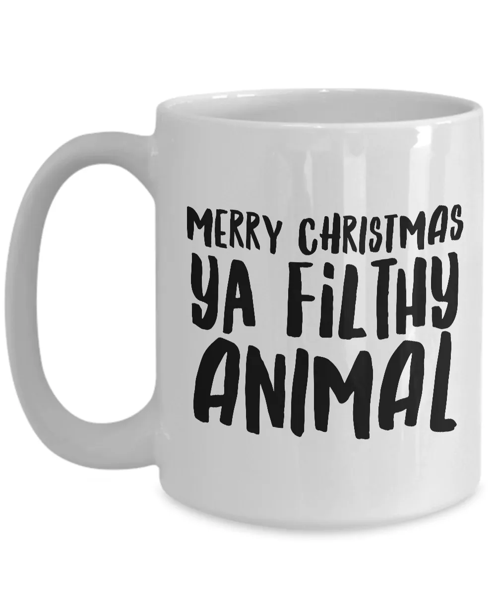 Merry Christmas Ya Filthy Animal Mug Ceramic Coffee Cup Funny Christmas Coffee Mugs Cool Stocking Stuffers for Adults