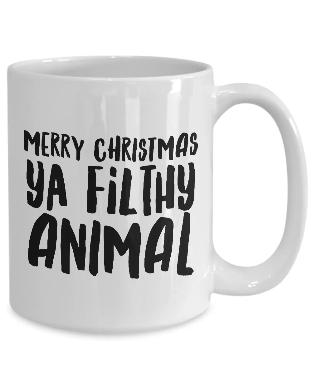 Merry Christmas Ya Filthy Animal Mug Ceramic Coffee Cup Funny Christmas Coffee Mugs Cool Stocking Stuffers for Adults
