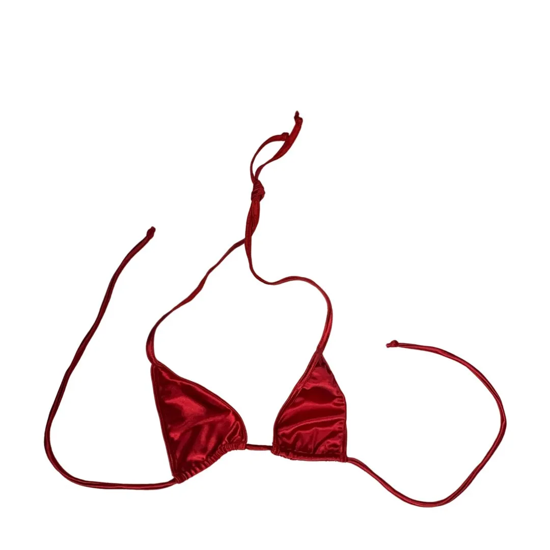 Micro Glossy Tie Triangle Top - Red