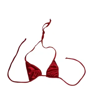 Micro Glossy Tie Triangle Top - Red