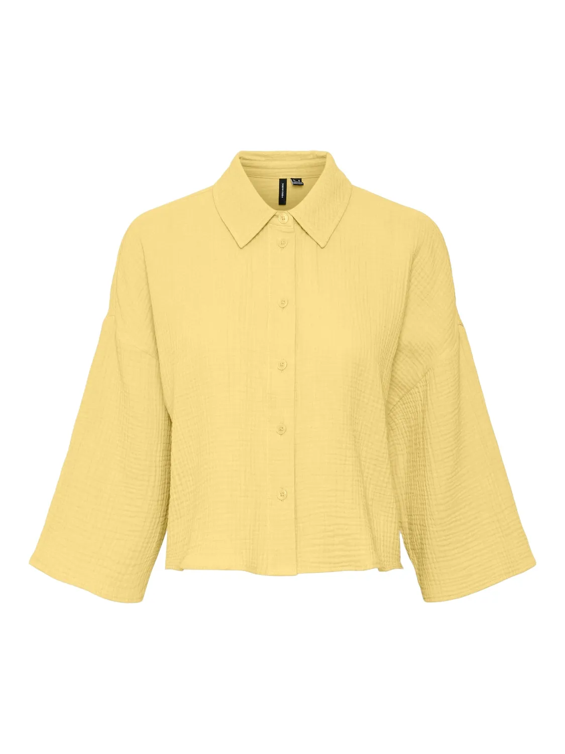 Natali Yellow Cheesecloth Short Shirt