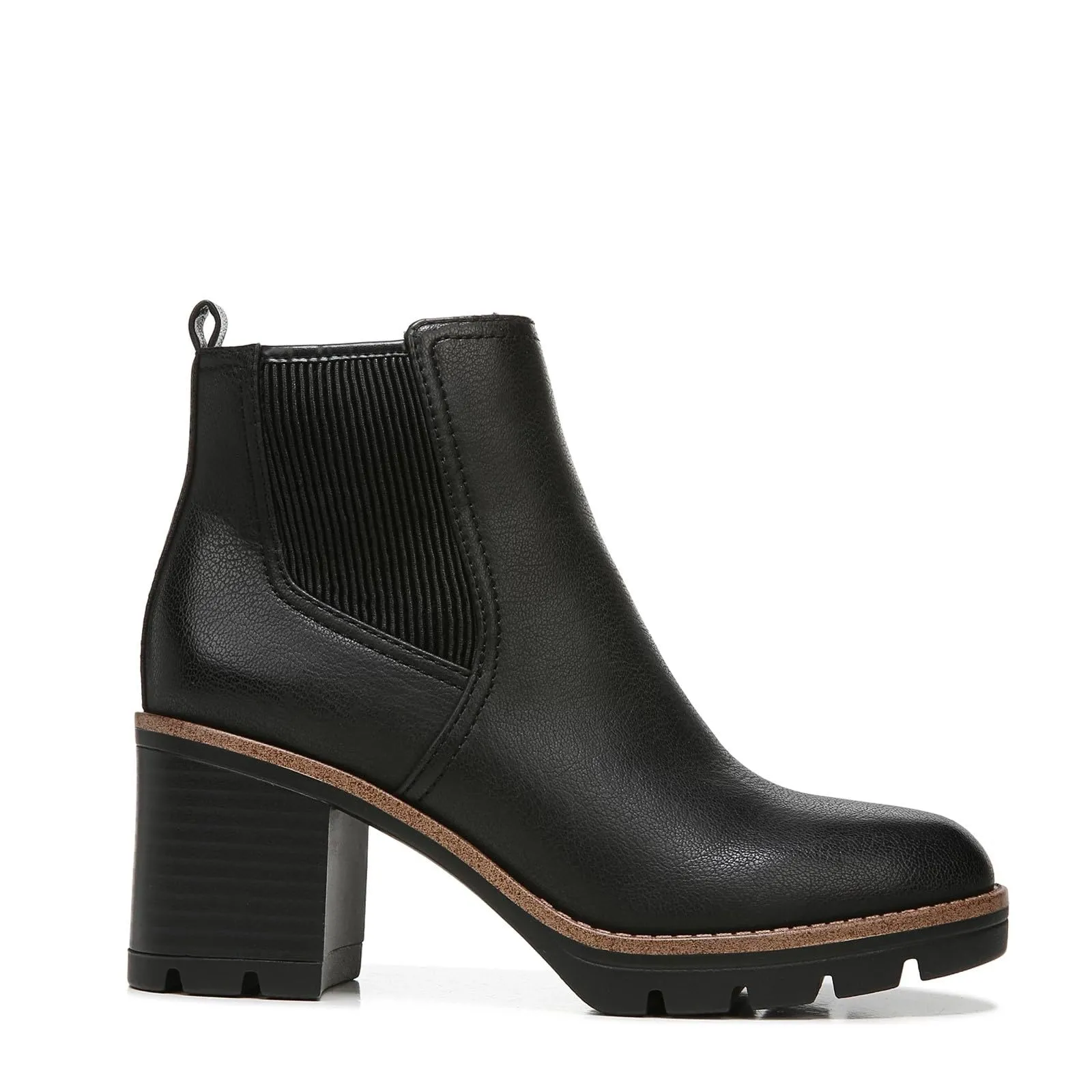 Naturalizer Womens Madalynn Gore Lug Sole Heeled Ankle Bootie Black Smooth 7 M