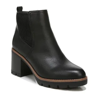 Naturalizer Womens Madalynn Gore Lug Sole Heeled Ankle Bootie Black Smooth 7 M
