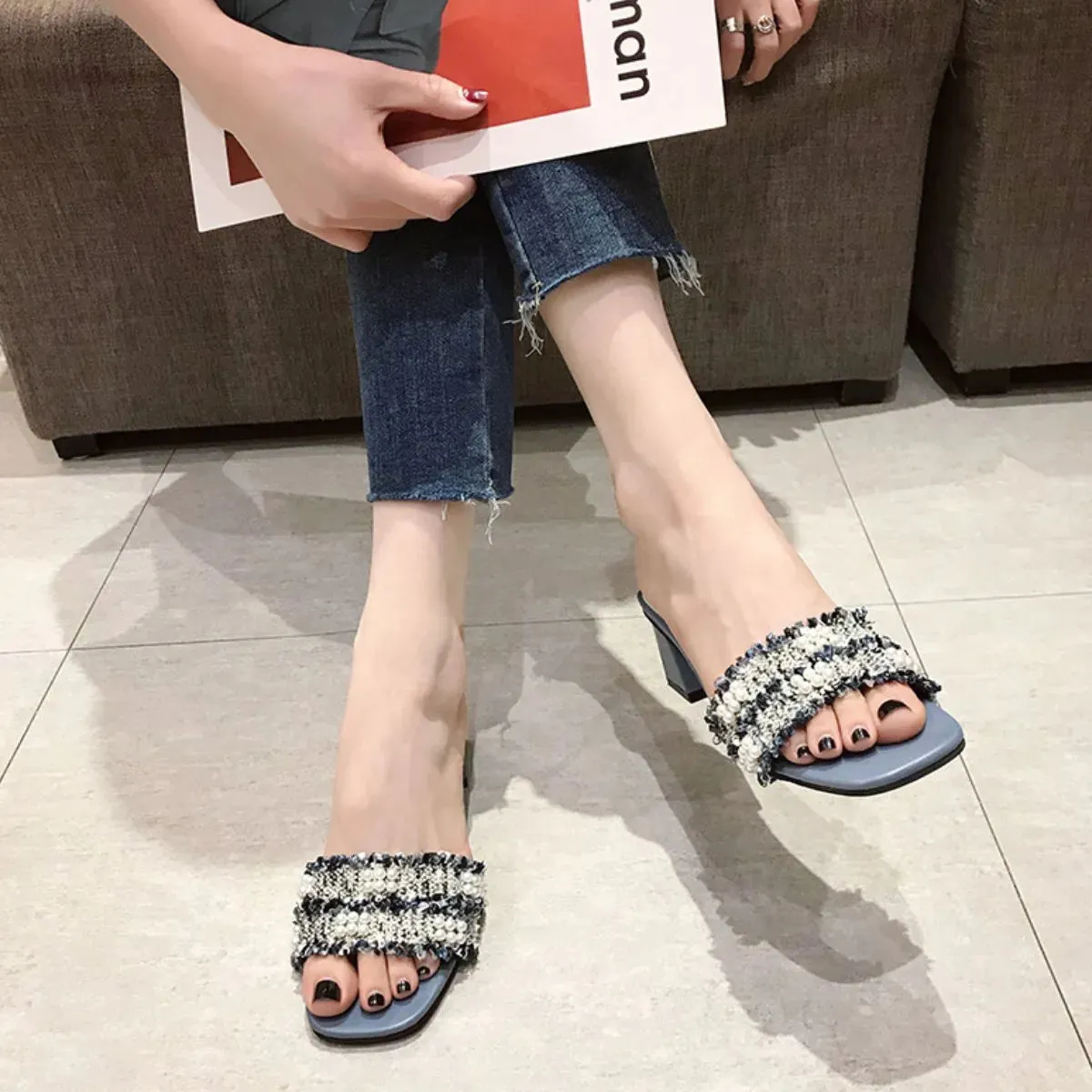 Open Toe Block Heels Sandals