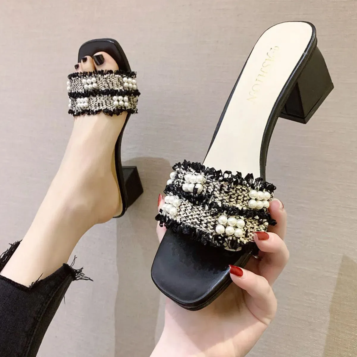 Open Toe Block Heels Sandals