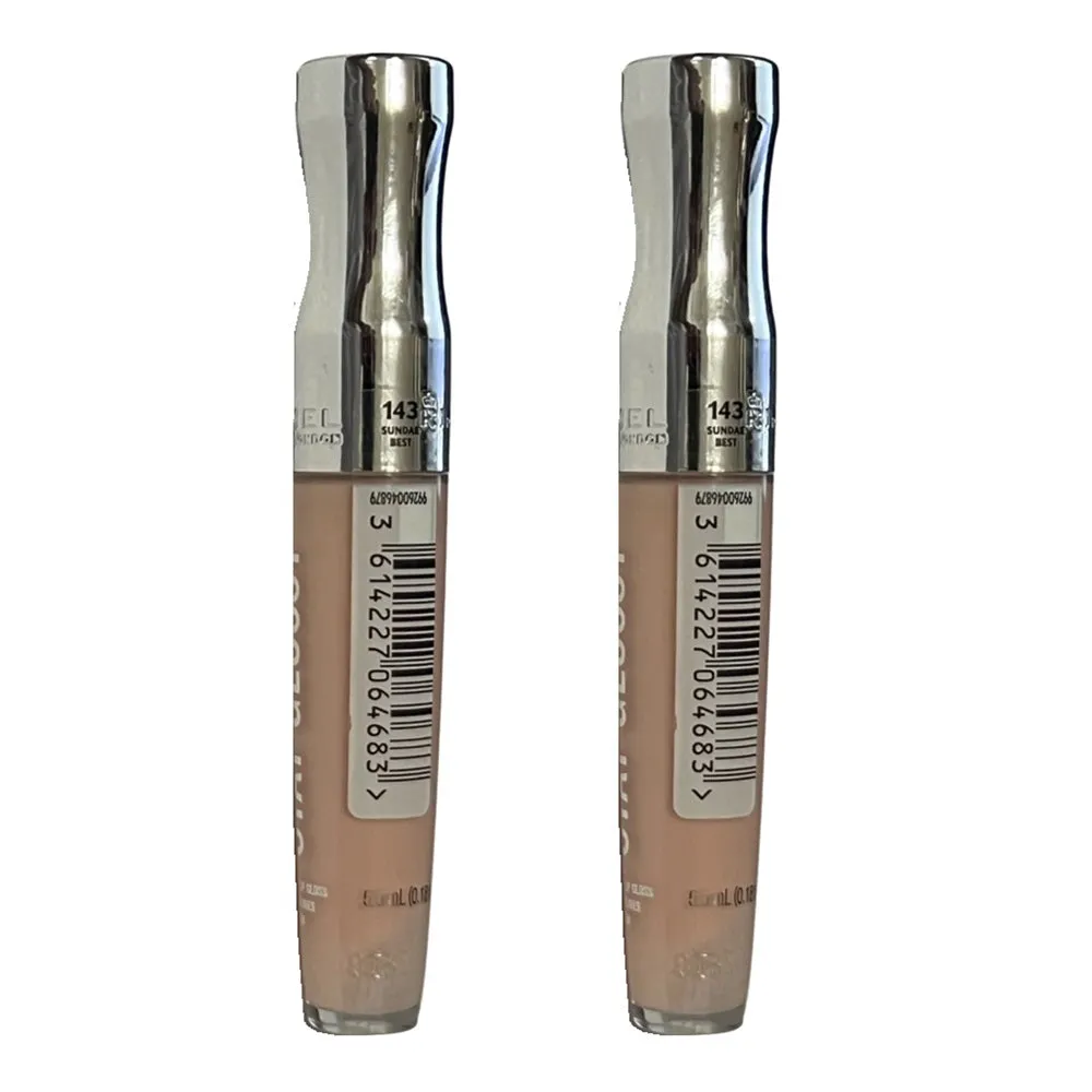 Pack of 2 Rimmel Stay Glossy 6HR Lip Gloss, Sundae Best # 143