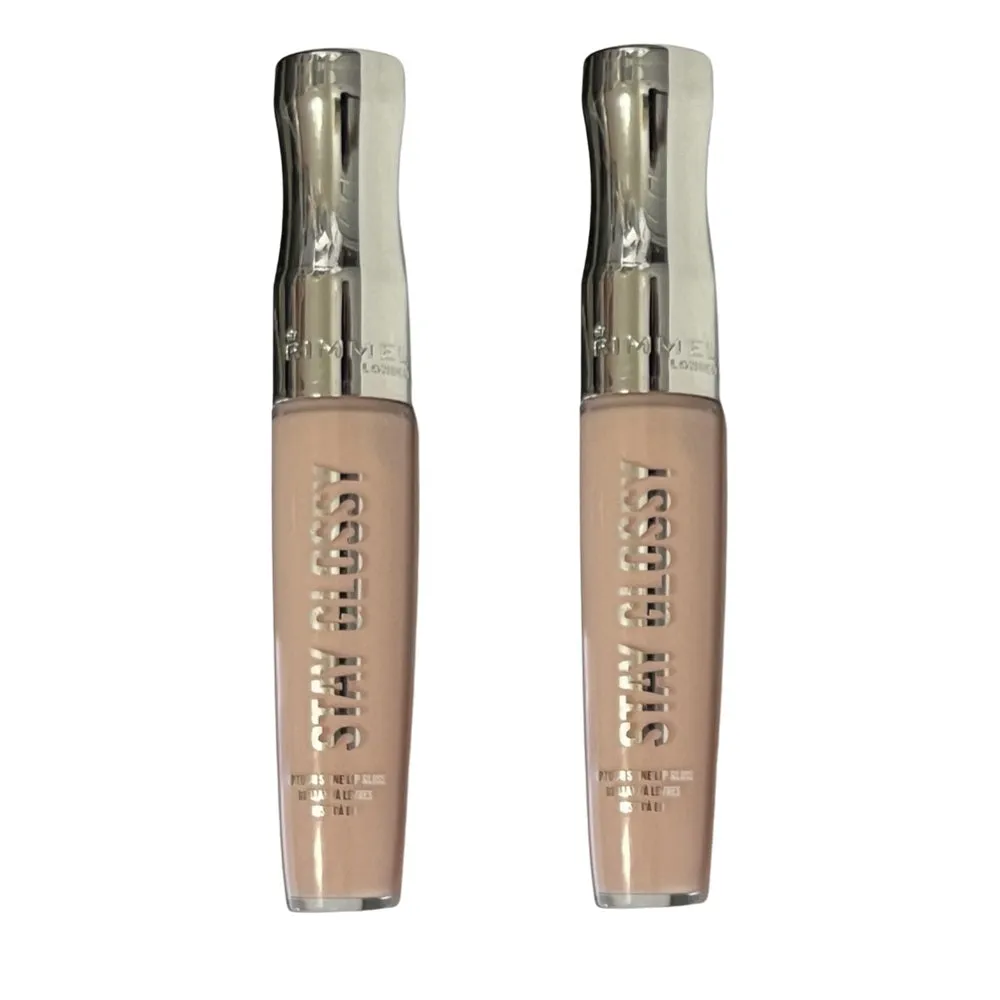 Pack of 2 Rimmel Stay Glossy 6HR Lip Gloss, Sundae Best # 143