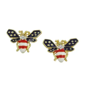 Patriotic Red White and Blue Bee Stud Pierced Earring - PRI172E