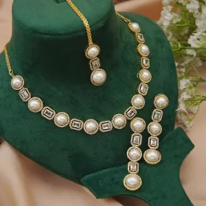 Pearl & Zirconia Diamond Necklace Set