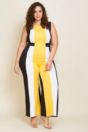 Plus Size Bold Stripe Sleeveless Jumpsuit