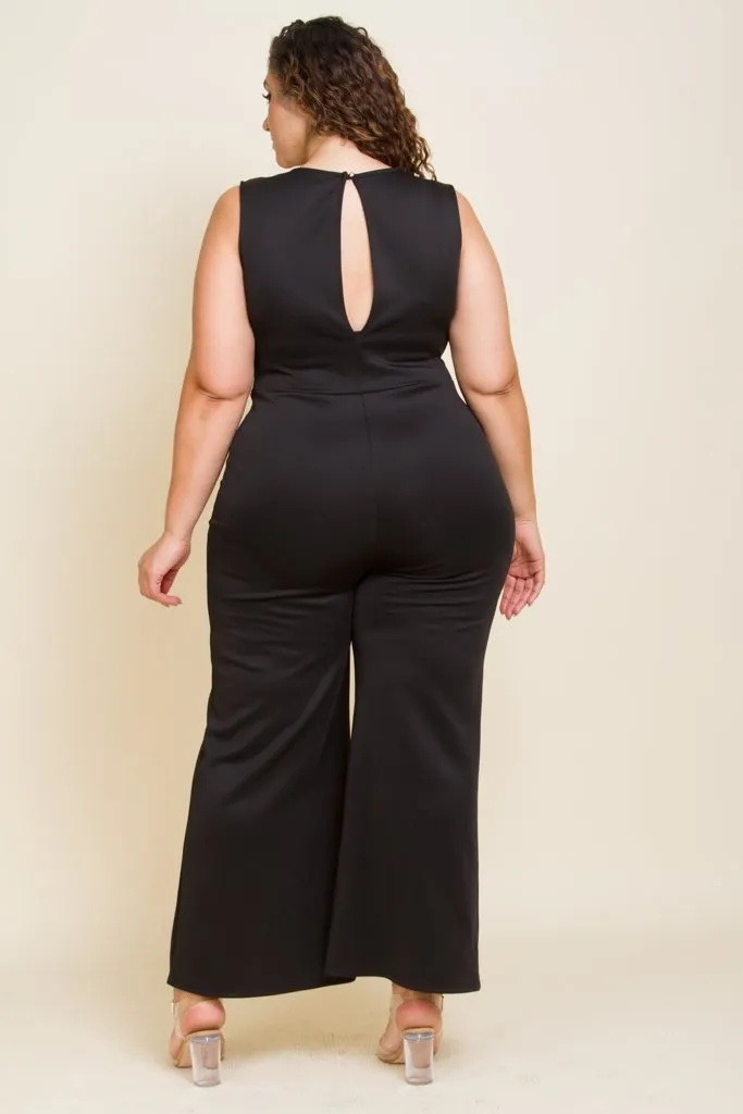 Plus Size Bold Stripe Sleeveless Jumpsuit