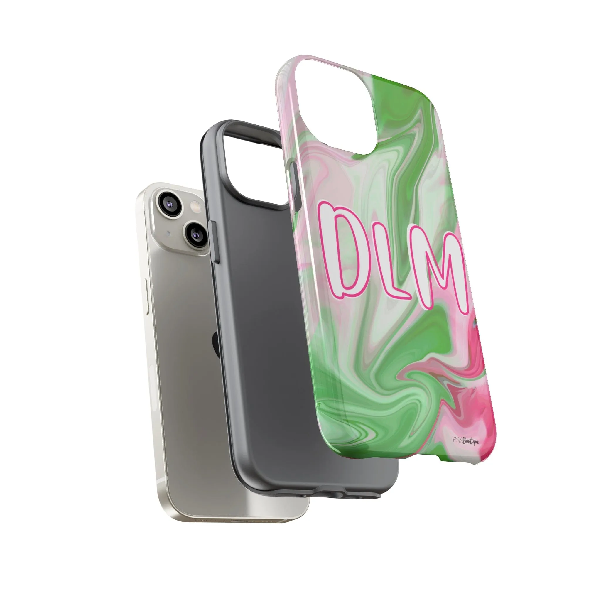 PNK Watercolor Pink & Green Personalized Tough Phone Case