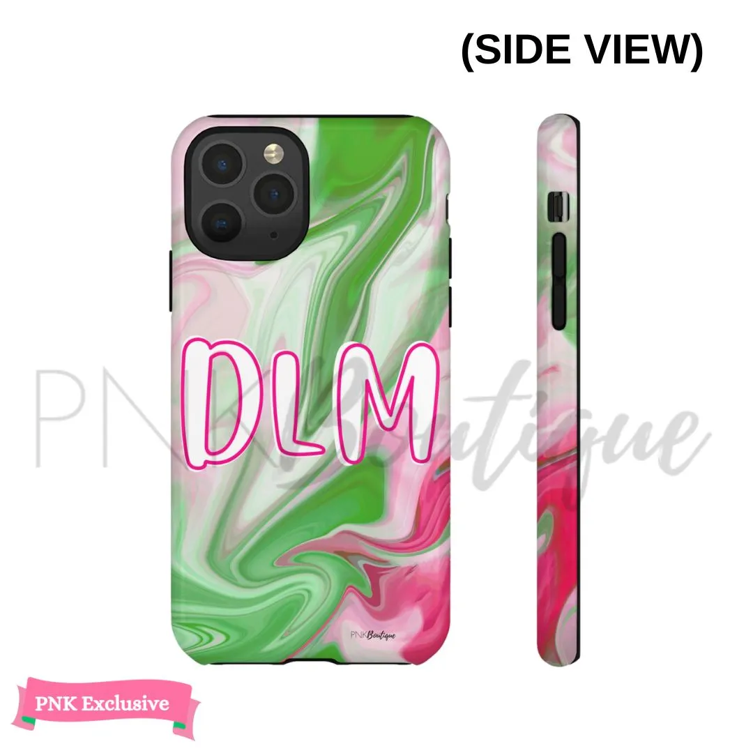 PNK Watercolor Pink & Green Personalized Tough Phone Case