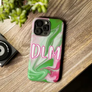 PNK Watercolor Pink & Green Personalized Tough Phone Case