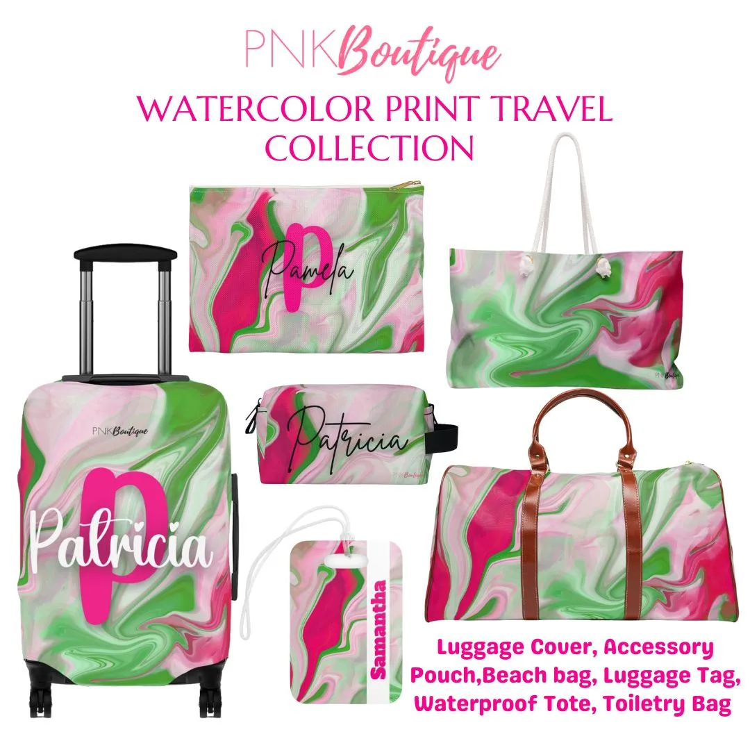 PNK Watercolor Pink & Green Personalized Tough Phone Case
