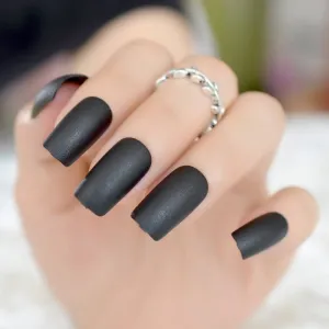 Press On Nails Black Matte Square Nail Kit