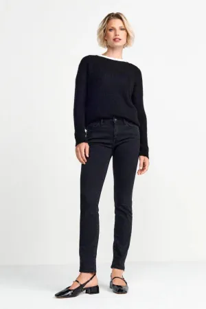 Rich & Royal Satin Black Midi Jean