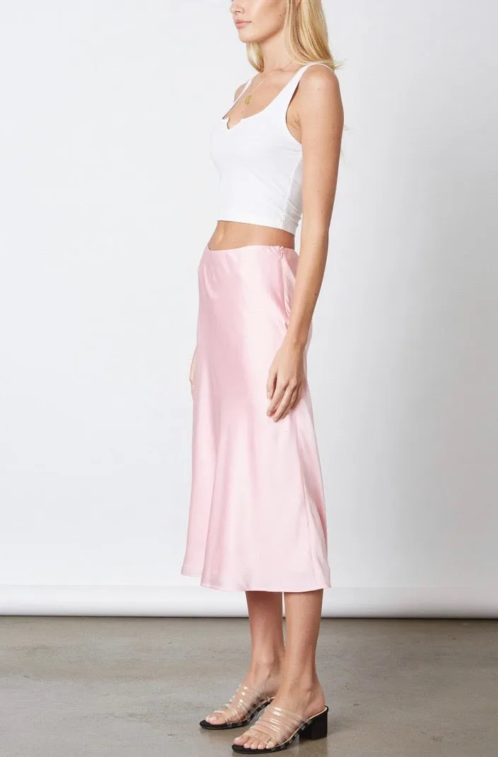 Satin Bias Cut Lined Midi Skirt