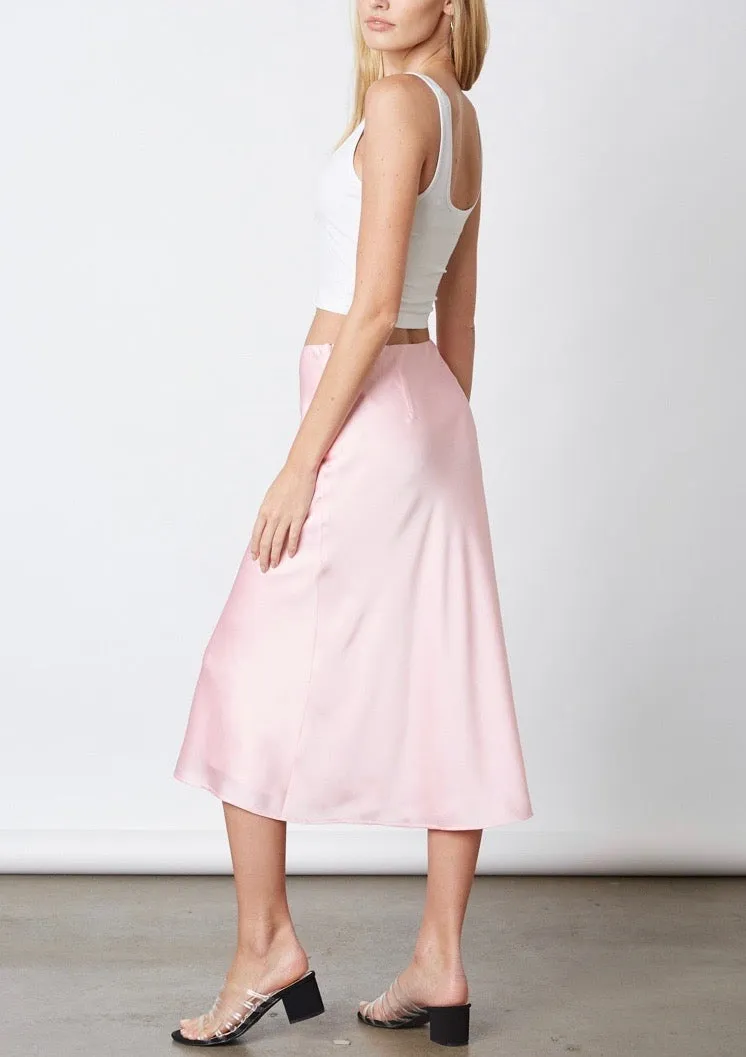 Satin Bias Cut Lined Midi Skirt