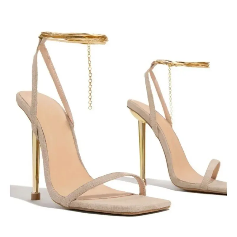 Shoes Women Square Toe Slingbacks Women's Sandals Super High Heel Ladies High Heels Sexy Thin Heel