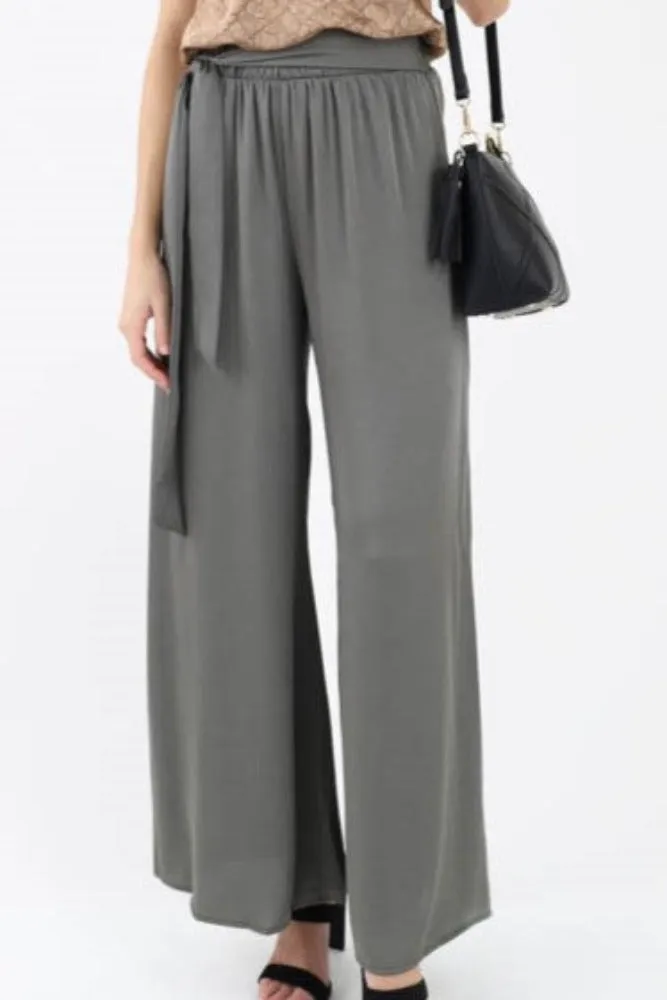 Silk Tie Waist Pants -Chartreuse