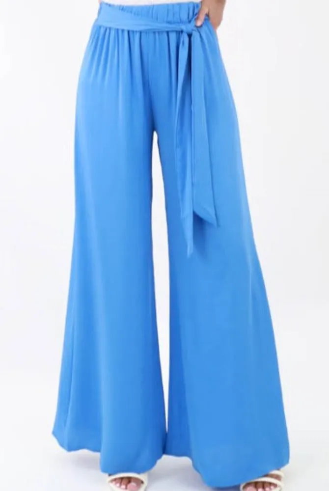 Silk Tie Waist Pants -Chartreuse