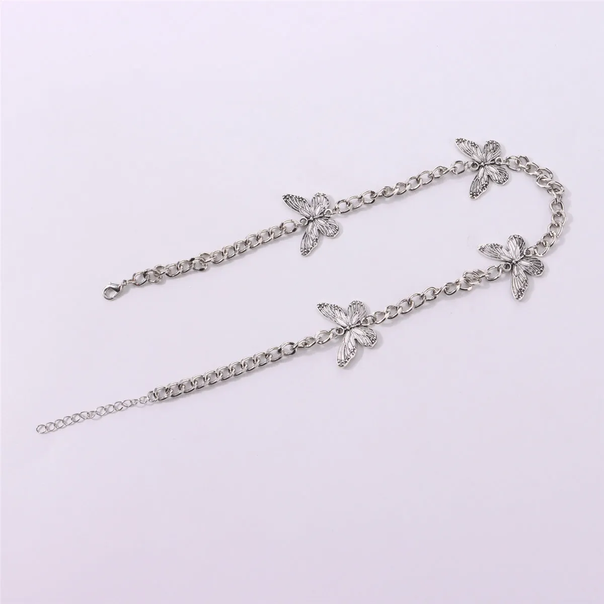 Silver-Plated Butterfly Cuban Chain Necklace