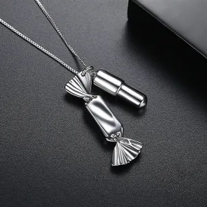 Silver-Plated Candy & Whistle Pendant Necklace