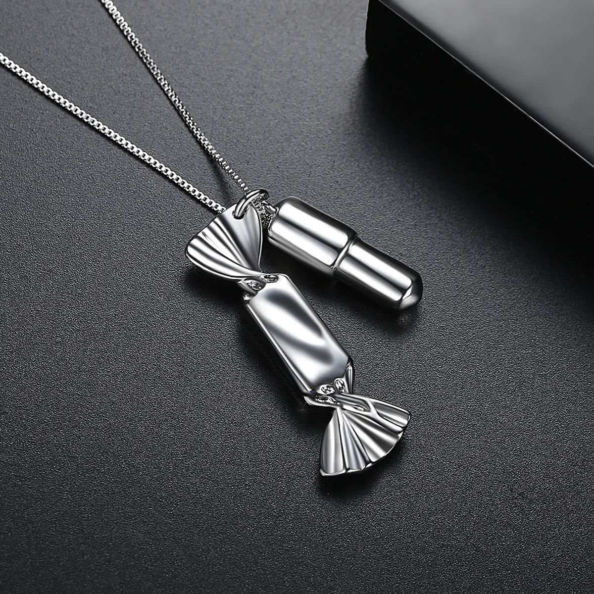 Silver-Plated Candy & Whistle Pendant Necklace