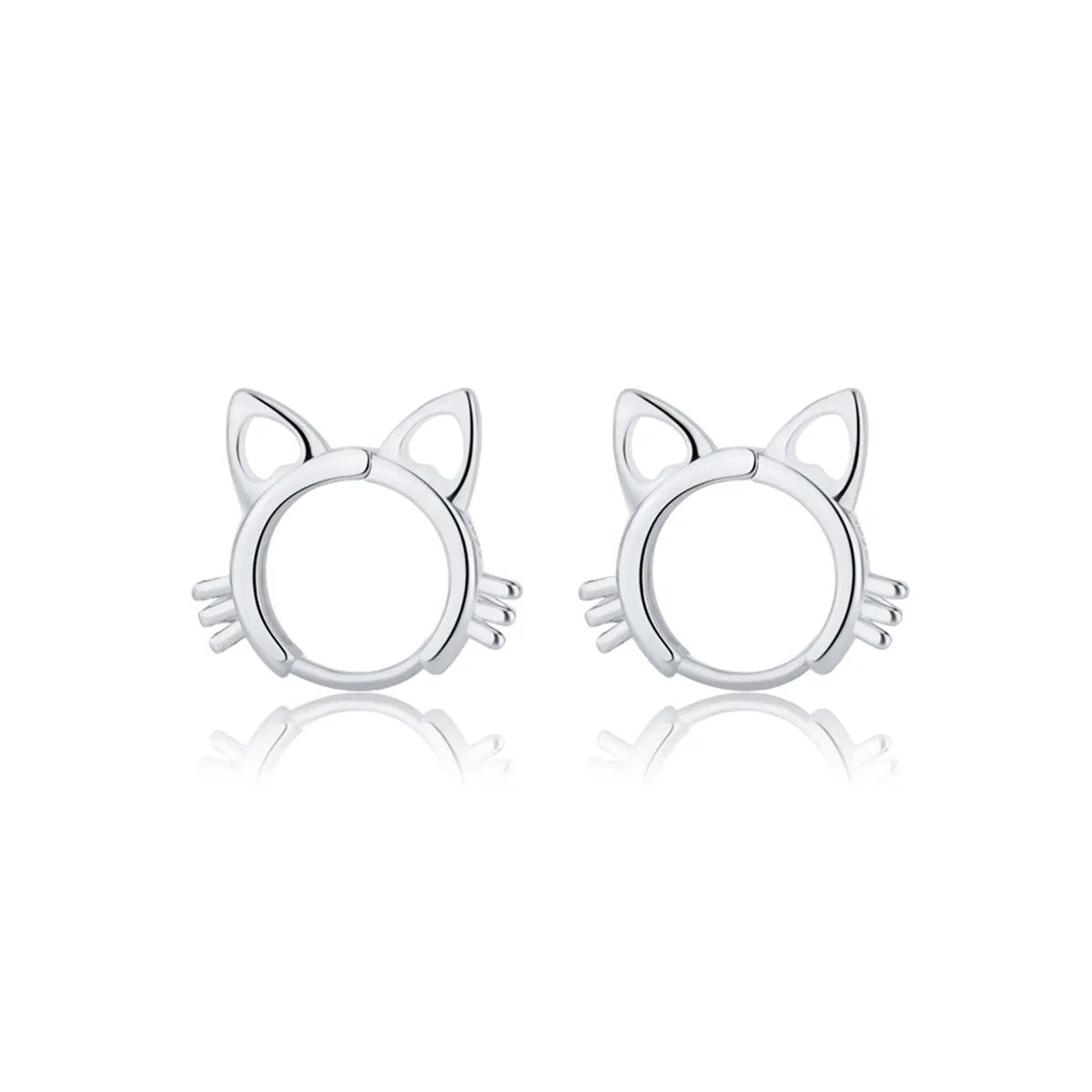Silver-Plated Cat-Shape Huggie Earrings