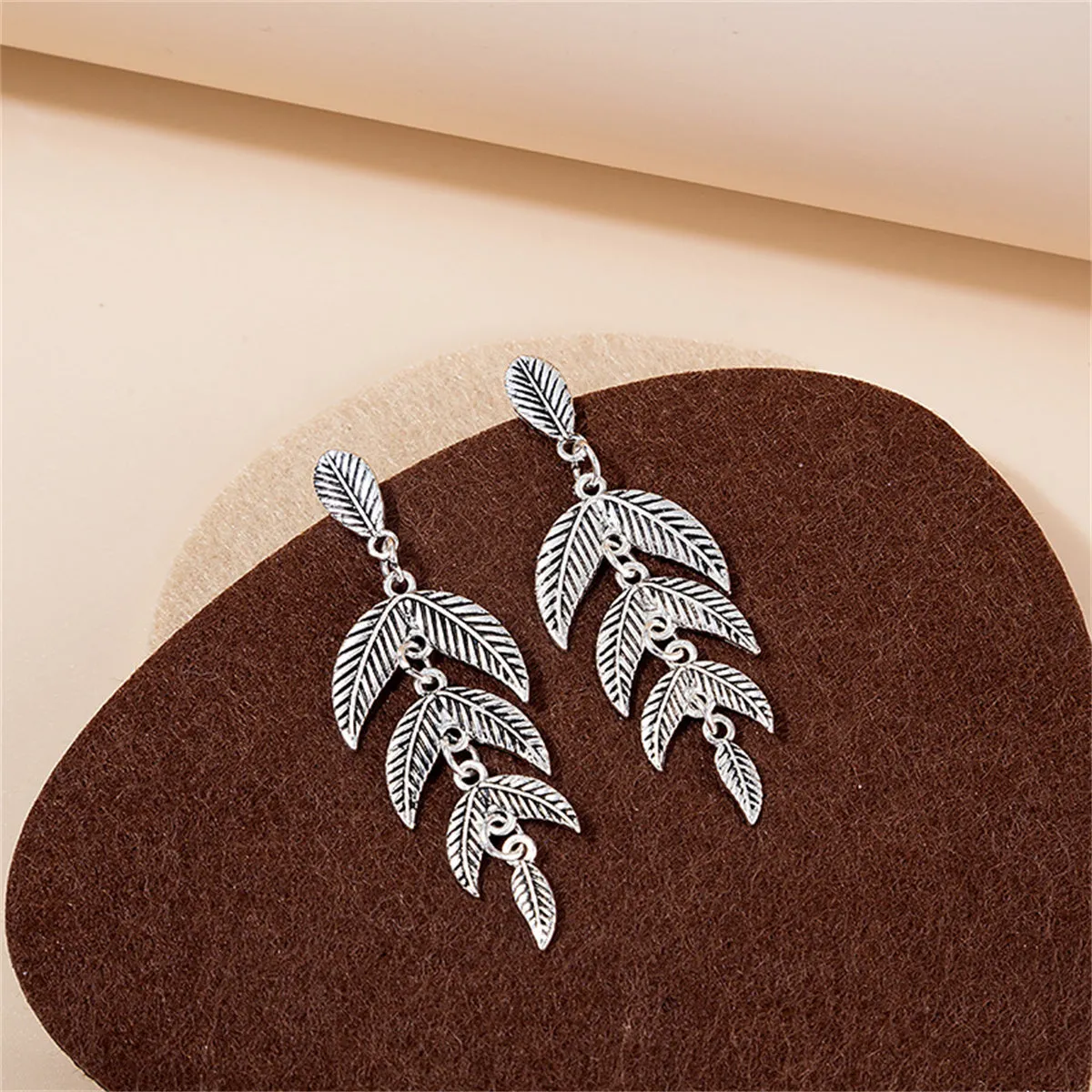 Silver-Plated Leaves Drop Earrings