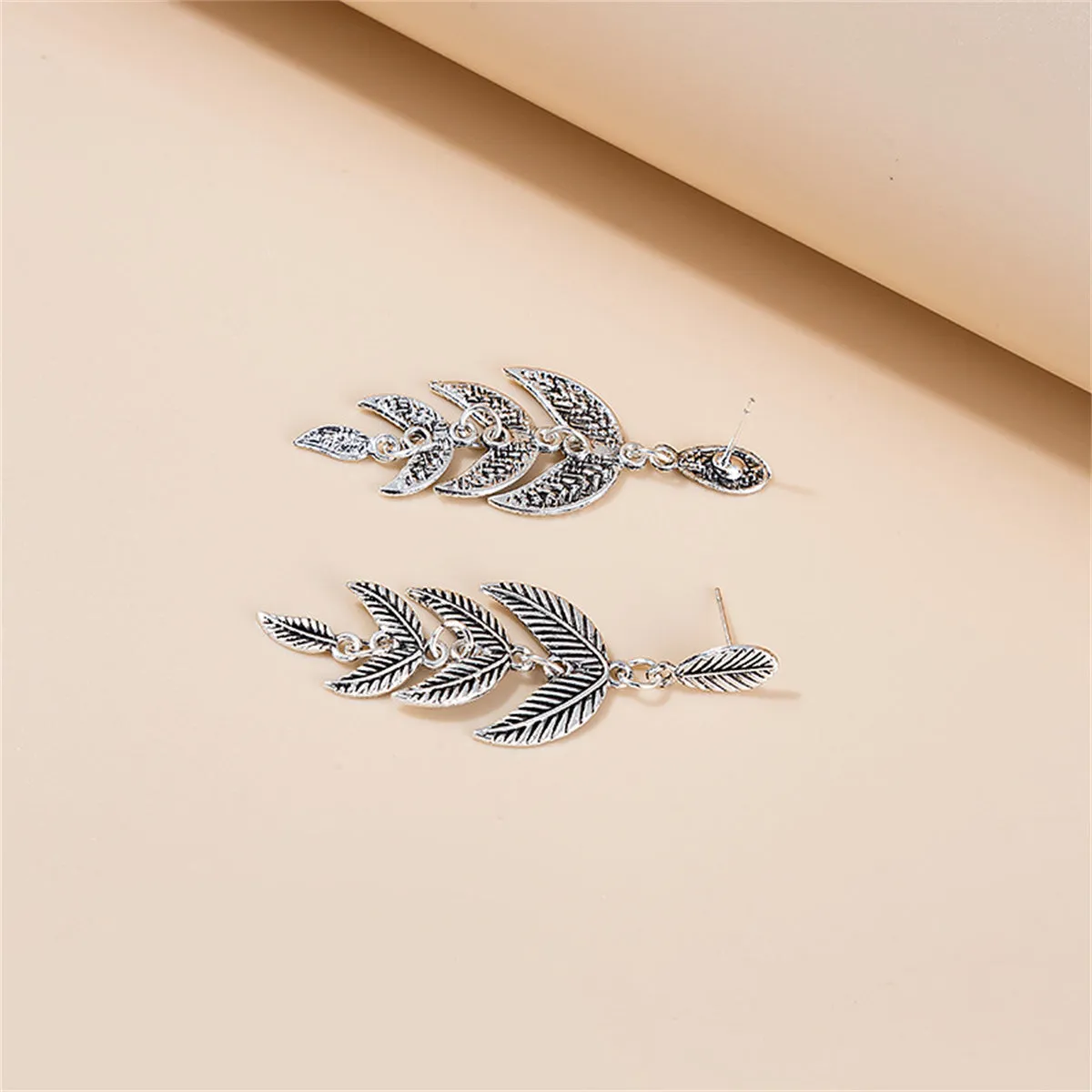 Silver-Plated Leaves Drop Earrings