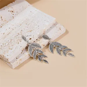 Silver-Plated Leaves Drop Earrings