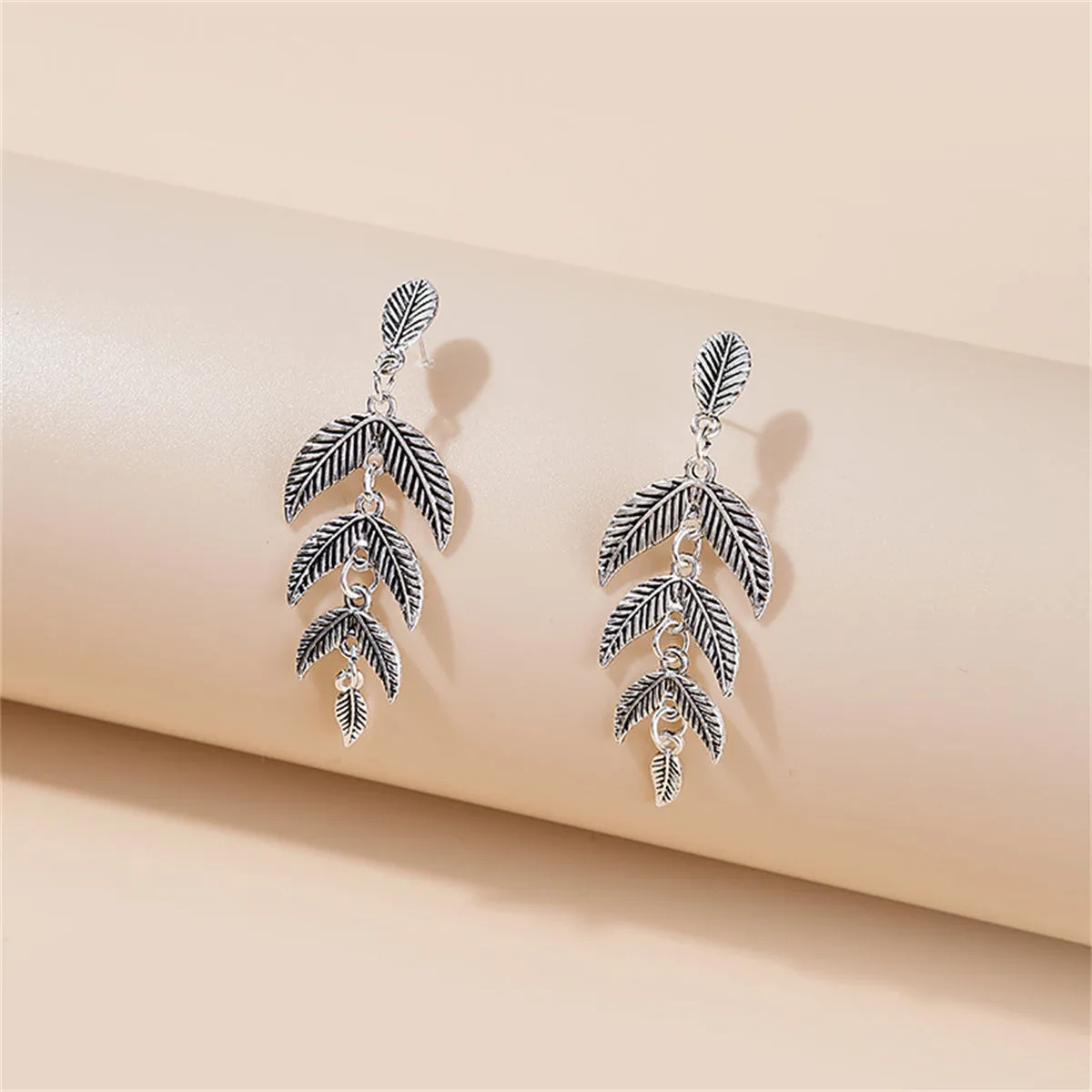 Silver-Plated Leaves Drop Earrings