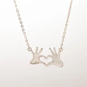 Silver-Plated Palm Heart Pendant Necklace