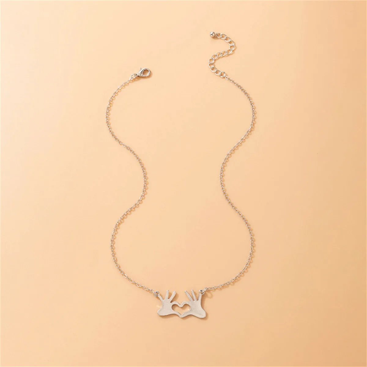 Silver-Plated Palm Heart Pendant Necklace