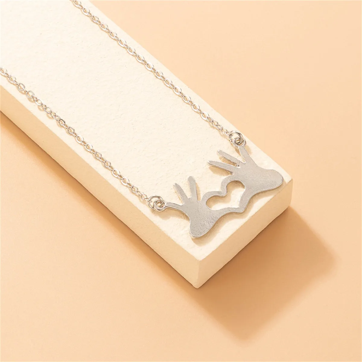 Silver-Plated Palm Heart Pendant Necklace