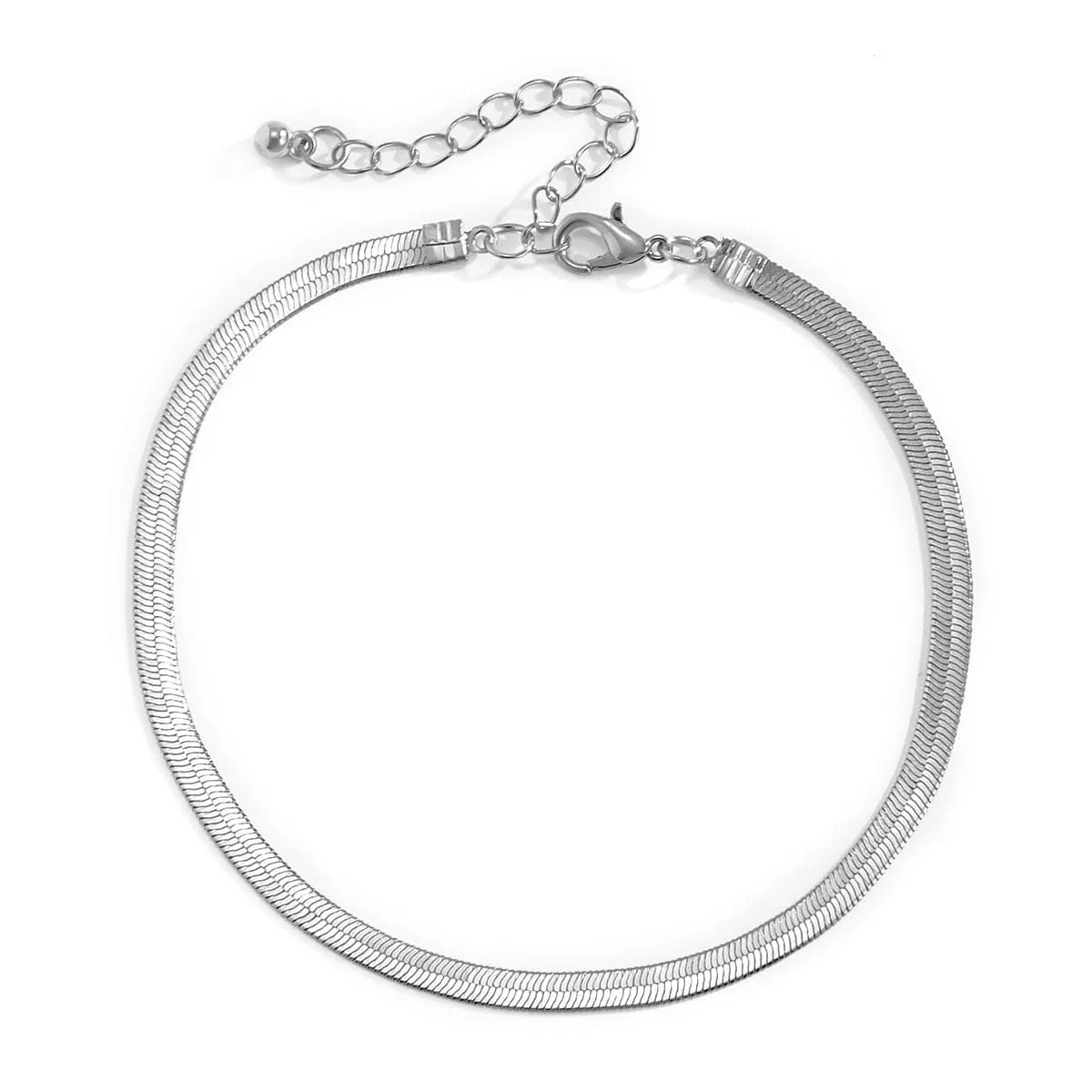 Silver-Plated Snake Chain Anklet